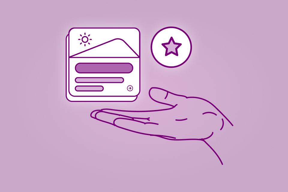 Illustration of a hand recommending content